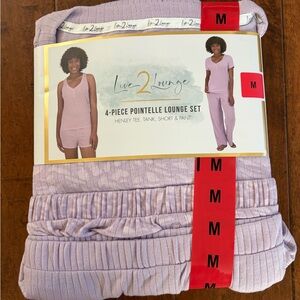Women's 4-Piece Pointelle Lounge Set - Purple Size M New